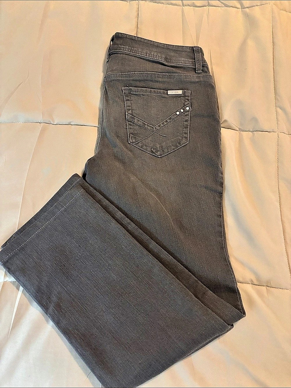 chico's So Slimming Embellished Pocket Jeans Skinny Jeans Gray Size 0 short